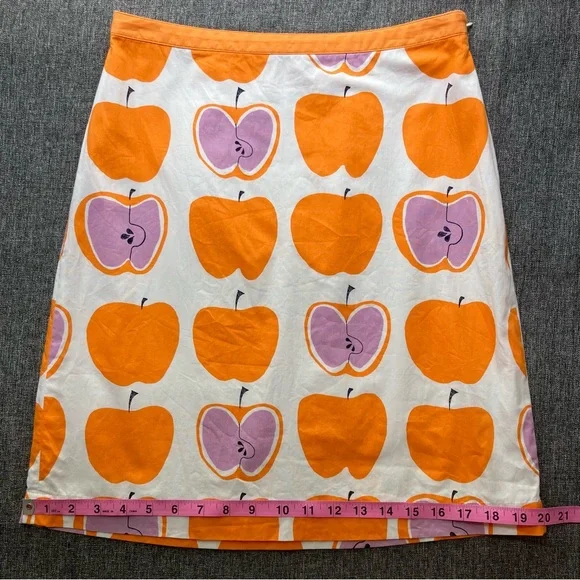 Boden Apple Print Skirt 100% Cotton ALine 4 Petite 4P - Picture 9 of 11